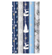 Geschenkpapier 33053 5A5244, sortiert (5 Motive), Weihnachten, Cool Vibes, 70cm x 2m, farbig sortiert
