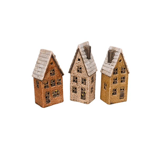 6 Stück Alpedia Weihnachtlicher Deko Haus LED braun-weiß sortiert 4060706041963 Alpedia
