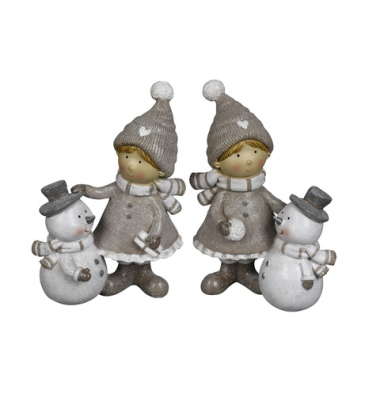 Weihnachtlicher Figur Kind mit Schneemann sortiert