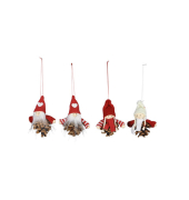 Weihnachtlicher  Behang Zapfenpuppe rot-weiß sort.