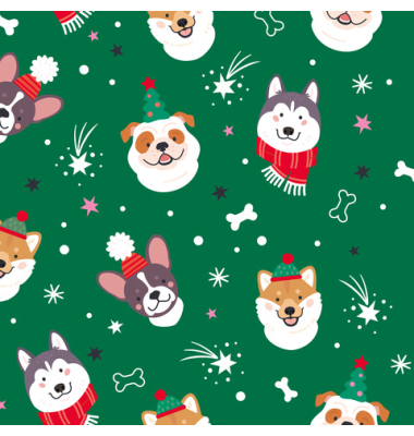 Weihnachtlicher Zelltuchserviette 33x33cm Hunde