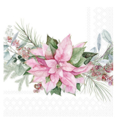 Servietten Weihnachten 32520285, mehrfarbig / Rosa Weihnachtsstern, 3-lagig, 25x25cm