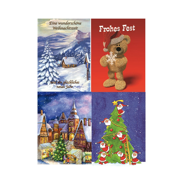 100 Stück Apollo Weihnachtskarte mini sortiert 9004546574620 Apollo