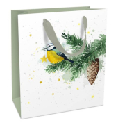 Geschenktasche 1682-24514, Weihnachten, mit Trageband, Wintermeise, 18cm x 21cm