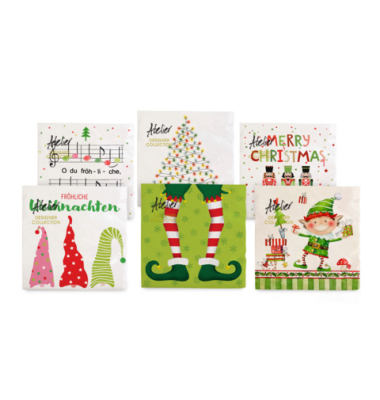 Weihnachtlicher Zelltuchserviette 33x33cm sort.