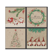 Weihnachtlicher Zelltuchserviette 33x33cm Naturals