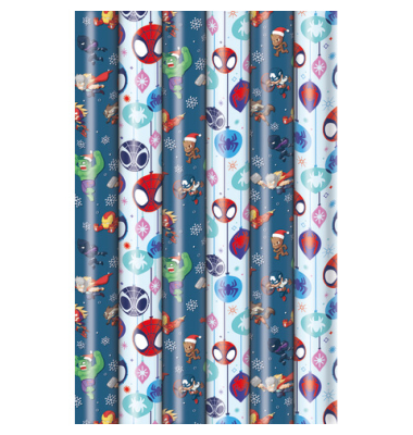 Geschenkpapier 33053 555246, Kind Marvel Christmas, 70cm x 1,5m, farbig sortiert