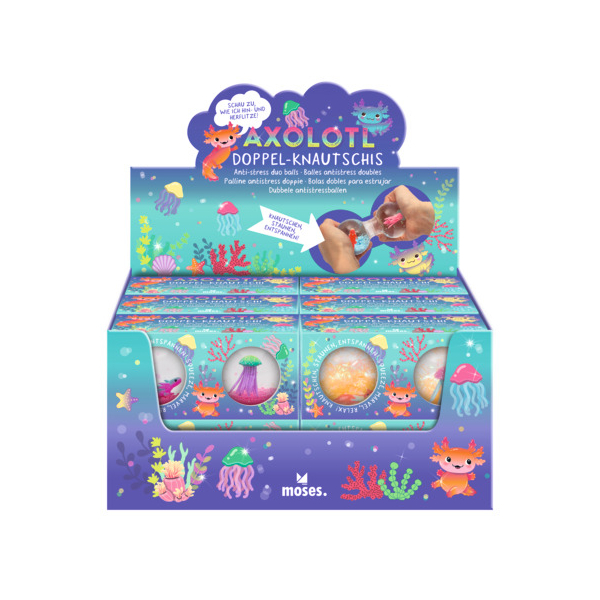 12 Stück Moses Anti-Stressball Doppelknautschi Axolotl 4033477382498 Moses