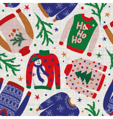 Weihnachtlicher Zelltuchserviette 33x33cm