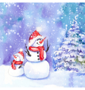 Weihnachtsservietten 210827 / Schneemann-Freunde, 3-lagig, 33x33cm