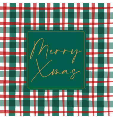 Weihnachtlicher Zelltuchserviette 33x33cm Karo