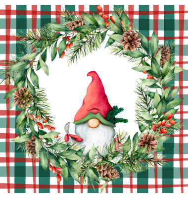 Weihnachtlicher Zelltuchserviette 25x25cm Kind