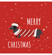 Weihnachtlicher Zelltuchserviette 33x33cm Hund