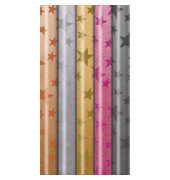 Geschenkpapier 33053 575242, sortiert (5 Motive/ Farben) Simmering Stars, 70cm x 1,5m, farbig sortiert