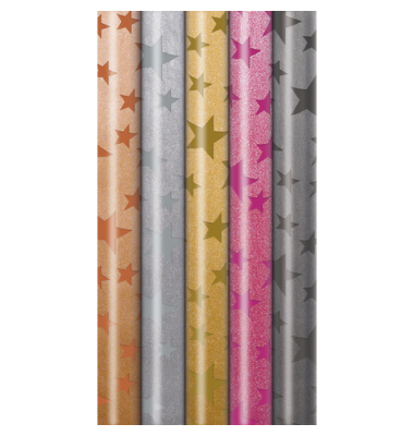 Geschenkpapier 33053 575242, Simmering Stars, 70cm x 1,5m, bunt/sortiert