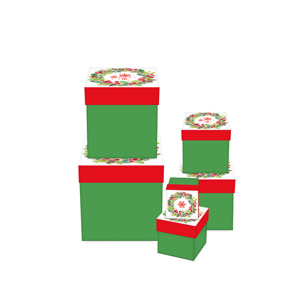 4014995439604 - Weihnachtlicher Geschenkkarton Aquarellkranz 4014995439604 Braun und Company