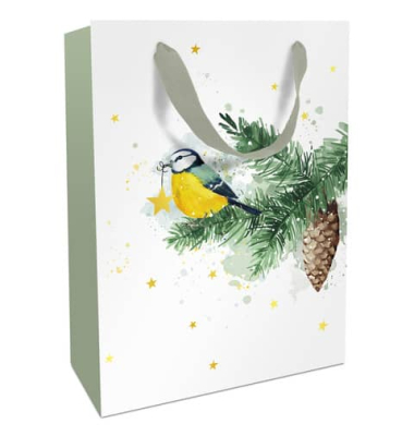 Geschenktasche 1683-24514, Weihnachten, mit Trageband, Wintermeise, 26cm x 36cm
