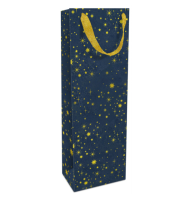 Weihnachtlicher Flaschentragetasche Sterne d.blau