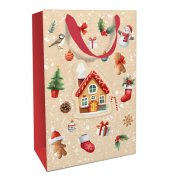 Geschenktasche 1683-25511, Weihnachten, mit Trageband, My Little House, 26cm x 36cm