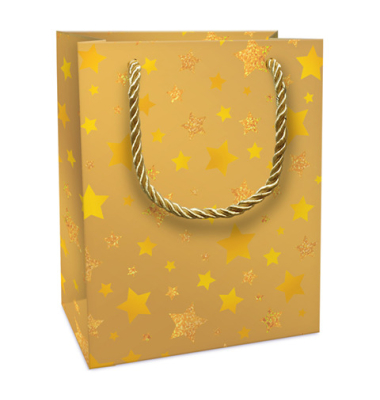 Geschenktasche 1691-25609, Weihnachten, mit Tragekordel, &bdquo;Sternchen&ldquo;, 12cm x 15cm