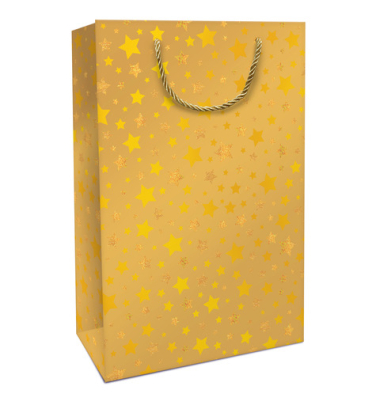 Weihnachtlicher Geschenktragetasche Sternchen gold