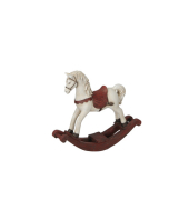 Weihnachtlicher Figur Schaukelpferd creme rot