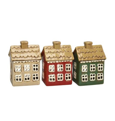 Windlicht 652170000995 Haus farbig sortiert 17,5x10x19,5cm 