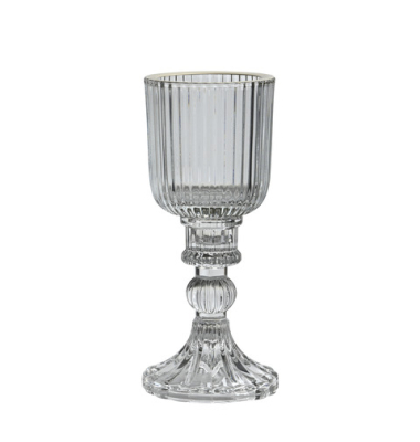 Windlicht auf Fuß Glas klar gold