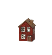 Windlicht Haus Dolomit rot-braun