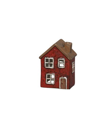 Windlicht Haus Dolomit rot-braun