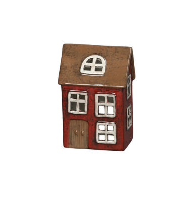 Windlicht 670812000439 Haus rot/braun 10x7x14cm 