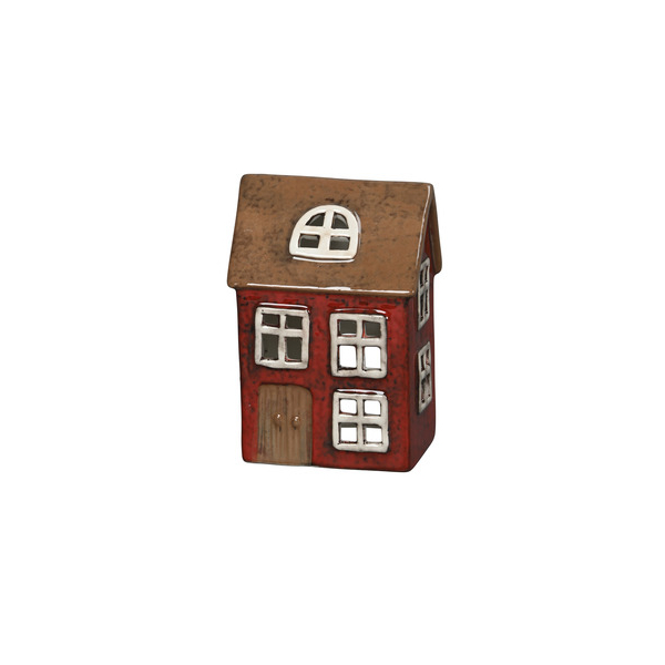 4 Stück Alpedia Windlicht 670812000439 Haus rot/braun 10x7x14cm  4060706230275 Alpedia