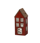 Windlicht Haus Dolomit rot-braun