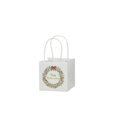 Weihnachtlicher Geschenktragetasche Kranz weiß