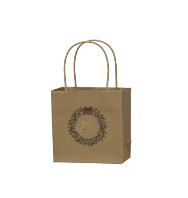 Weihnachtlicher Geschenktragetasche Kranz braun