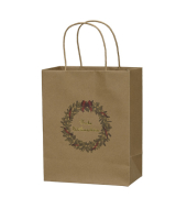 Weihnachtlicher Geschenktragetasche Kranz braun