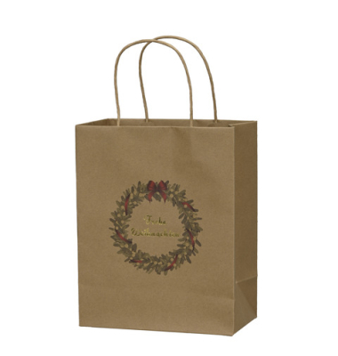 Geschenktasche 671005025707, Weihnachten, mit Tragehenkel, Weihnachtskranz, 25cm x 20cm
