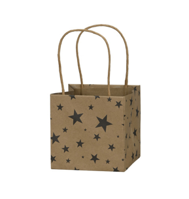 Geschenktasche 671008012833, Weihnachten, mit Tragehenkel, Sterne, 12cm x 12cm