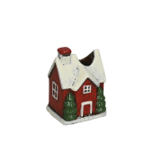 Weihnachtlicher Kerzenhalter Haus rot-weiß