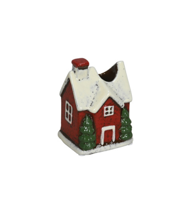 Weihnachtlicher Kerzenhalter Haus rot-weiß