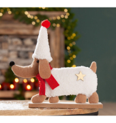 Weihnachtlicher Deko Dackel braunweiß