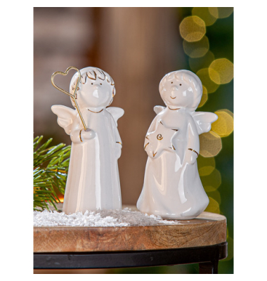 Weihnachtlicher Engel Porzellan weiß sortiert