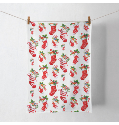 Weihnachtlicher Geschirrtuch 50x70cm Strümpfe