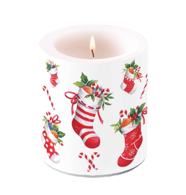 Kerze 39320200 Weihnachtsstr&uuml;mpfe bunt 