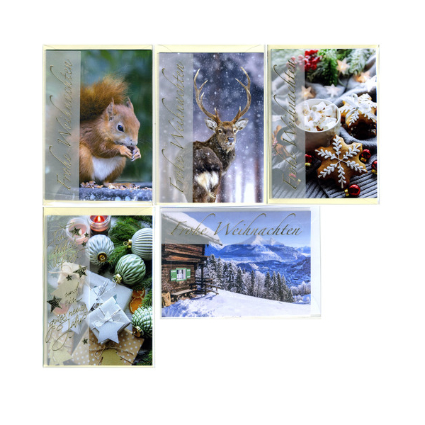 10 Stück Apollo Weihnachtskarte 10 Er sort. Laser Color 9004546574576 Apollo
