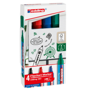 Flipchartmarker-Set 383, 383/4S, Pack, rot,blau,grün,schwarz, 1-5mm Keilspitze
