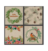 Weihnachtlicher Zelltuchserviette 33x33cm Naturals