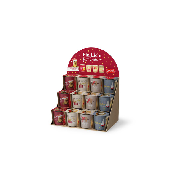 24 Stück LA VIDA Windlicht 640160 4 verschiedene sortiert braun/rot 6x6cm   LA VIDA