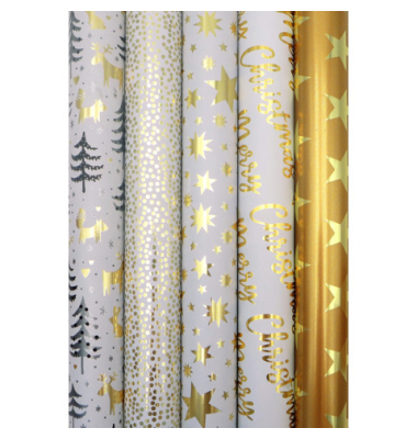 Weihnachtlicher Metallicpapier 1.5m2mx70cm sort.
