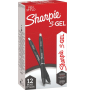 Gelroller Sharpie S-Gel, Strichstärke 0,7 mm, Schreibfarbe schwarz, Schaftfarbe schwarz, 12 Stück